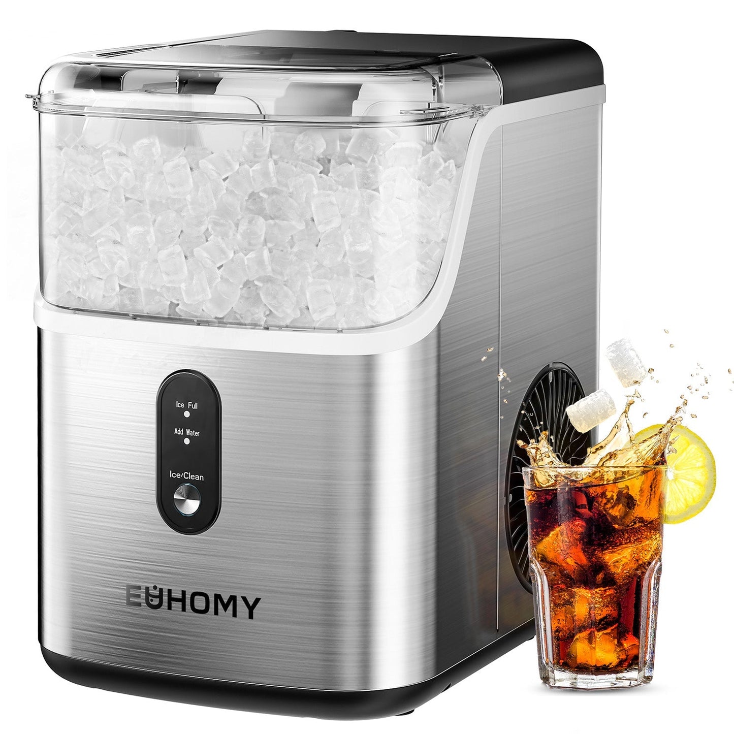 EUHOMY Pearl L1 Portable Nugget Ice Maker Countertop – 35 Lbs/24H, 6–8 Mins Fast Soft Ice, Simple & Clear LCD Panel