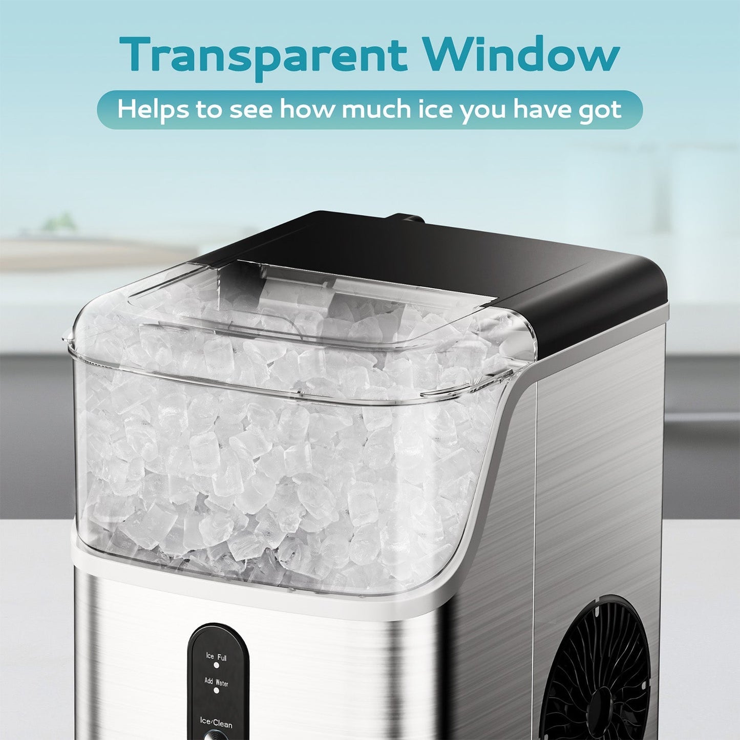 EUHOMY Pearl L1 Portable Nugget Ice Maker Countertop – 35 Lbs/24H, 6–8 Mins Fast Soft Ice, Simple & Clear LCD Panel