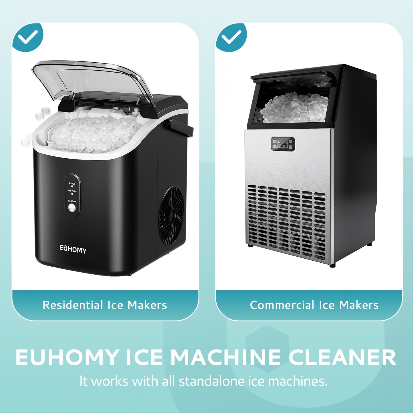 EUHOMY Ice Maker Cleaner - 16/32 Fl OZ, Safe and Odor Free, Powerful Cleansing, Universal Compatibility for Ice Makers