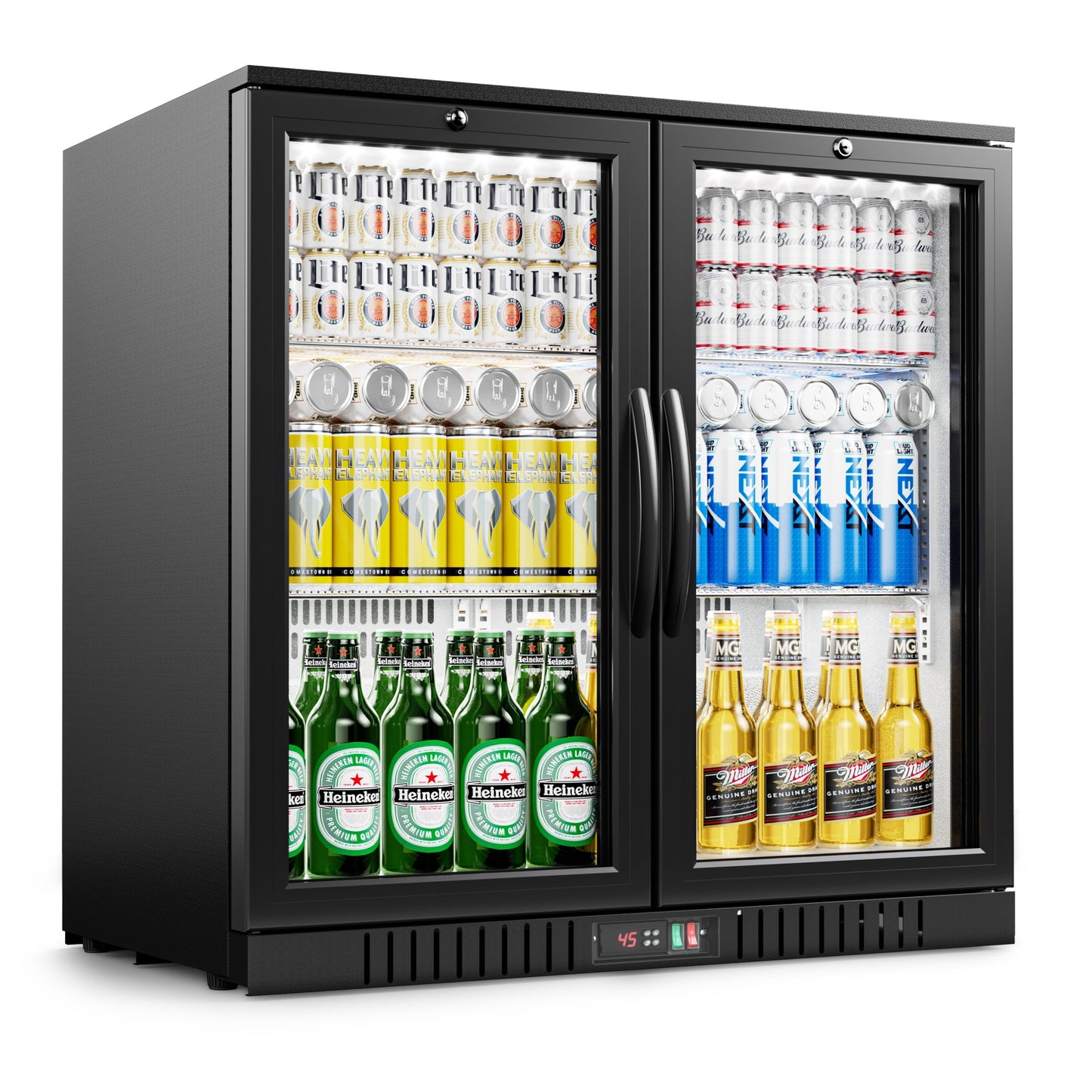 EUHOMY Back Bar Cooler With 2/3 Glass Swing Doors Wine Cooler