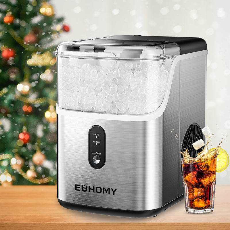 EUHOMY Pearl L1 Portable Nugget Ice Maker Countertop – 35 Lbs/24H, 6–8 Mins Fast Soft Ice, Simple & Clear LCD Panel