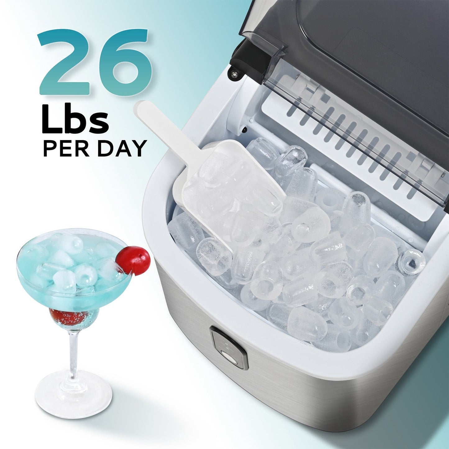 EUHOMY Dart H1 Portable Bullet Ice Maker Countertop with Handle - 26 Lbs/24H, Ready 9 Bullets in 6 Mins