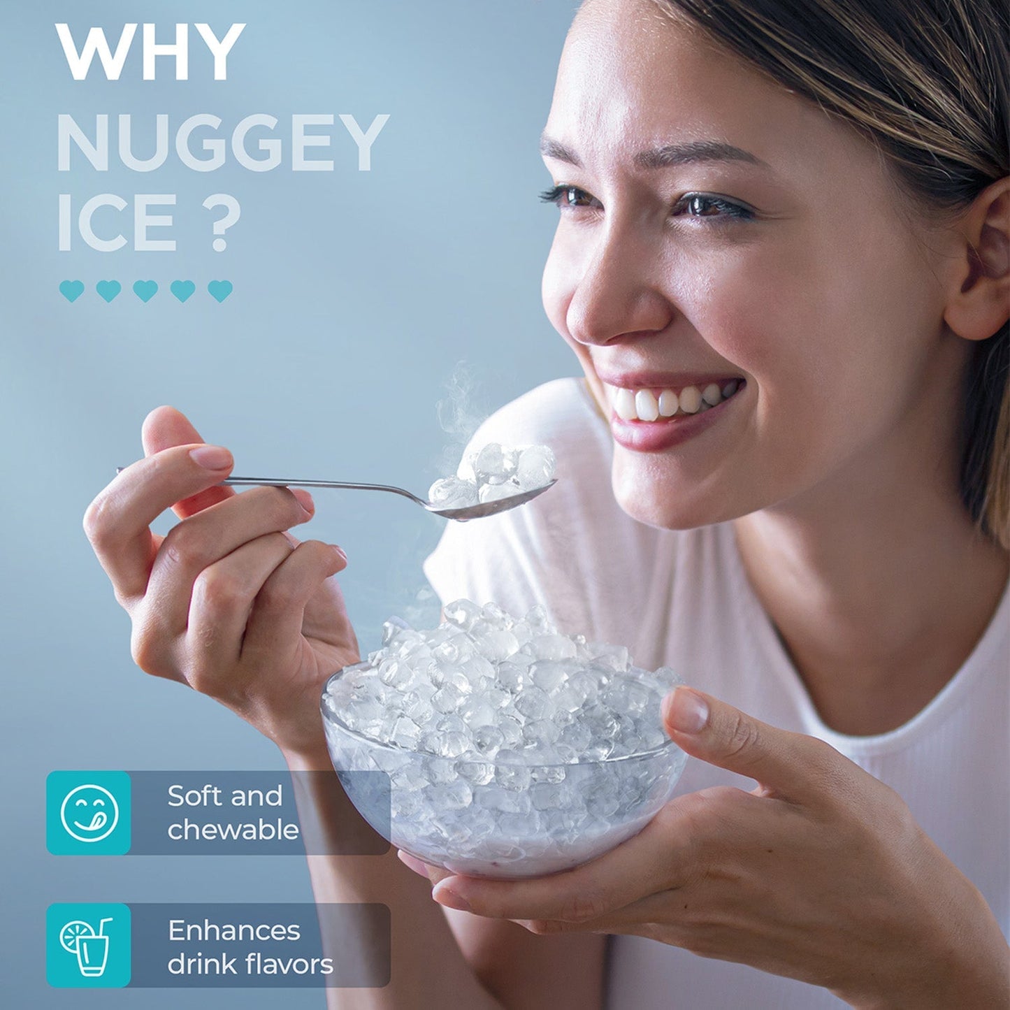 EUHOMY Commercial Built-in Nugget Ice Maker Machine