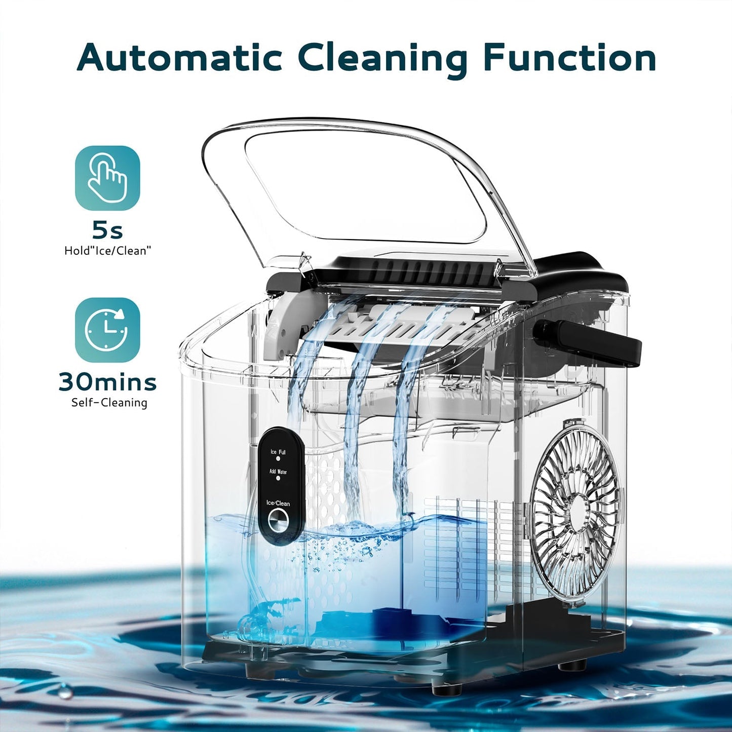 EUHOMY Dart H1 Portable Bullet Ice Maker Countertop with Handle - 26 Lbs/24H, Ready 9 Bullets in 6 Mins