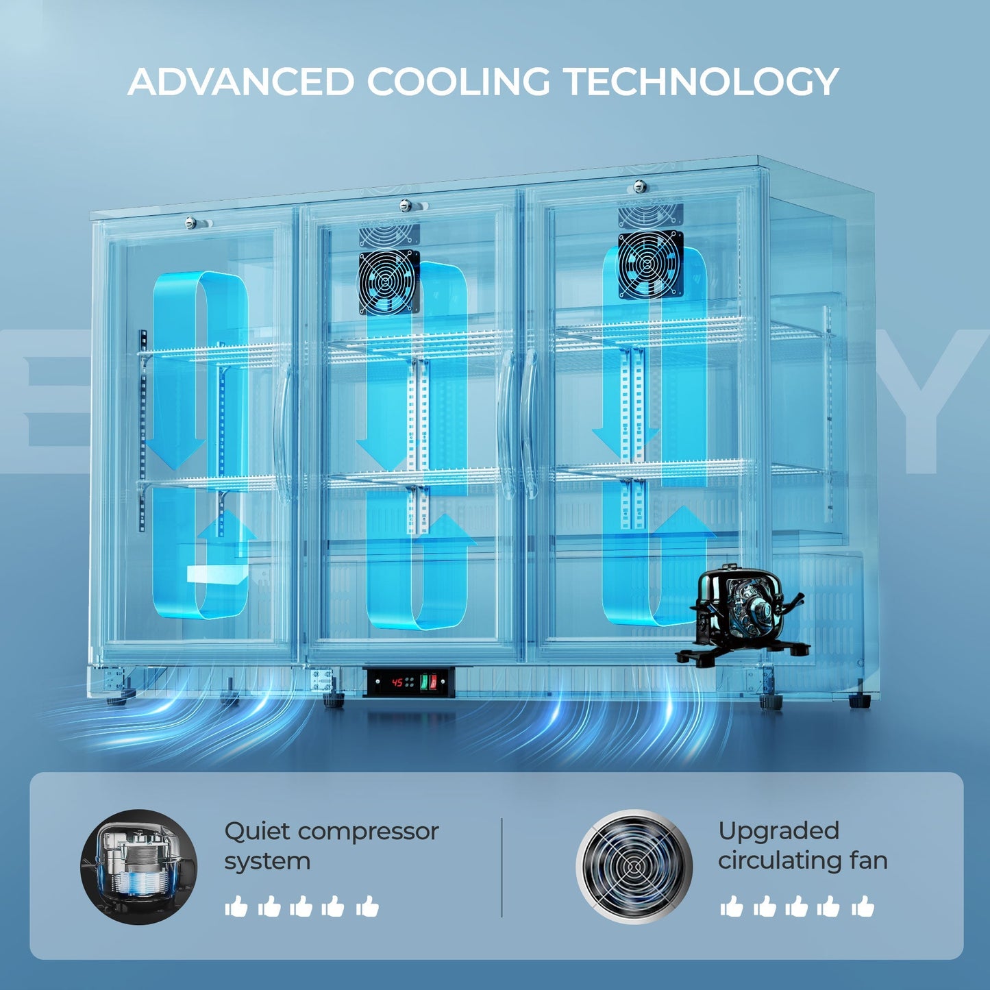 EUHOMY Back Bar Cooler With 2/3 Glass Swing Doors Wine Cooler