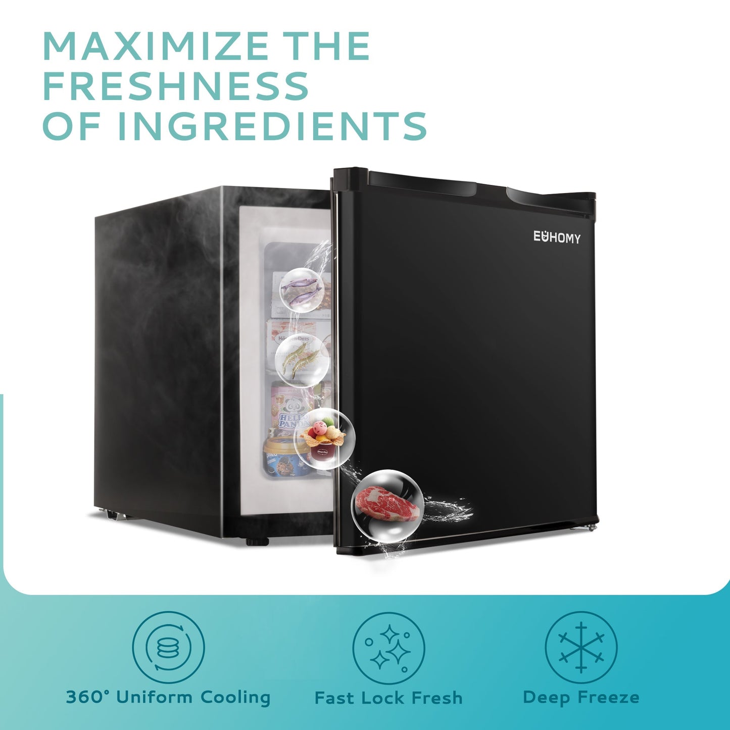 EUHOMY Compact Mini Freezer, Upright freezer Rapid Cooling