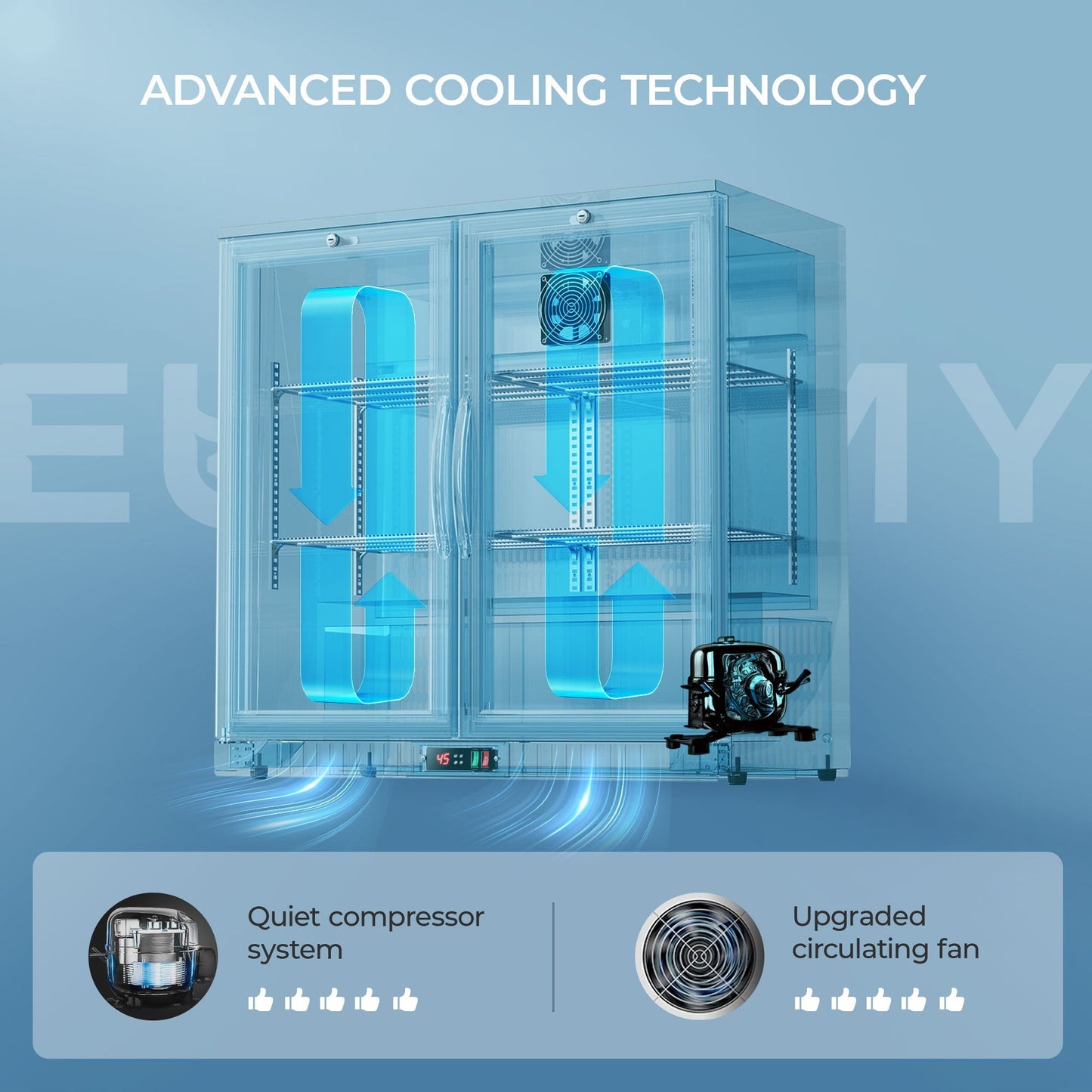 EUHOMY Back Bar Cooler With 2/3 Glass Swing Doors Wine Cooler