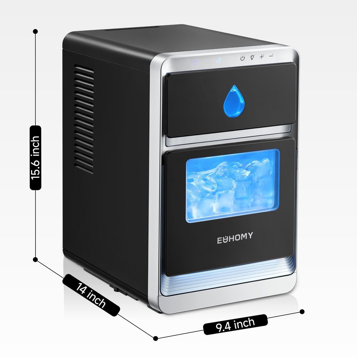EUHOMY Luna Portable Crystal Crescent Ice Maker Countertop with Ice Bag Set (50 pcs)– Melts 30 Mins Lower, Rapid Ice Making in 12 Mins, Real-Time Status Visibility