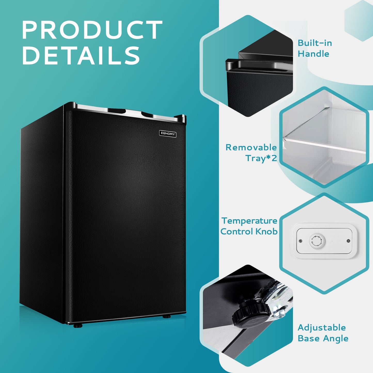 EUHOMY Compact Mini Freezer, Upright freezer Rapid Cooling