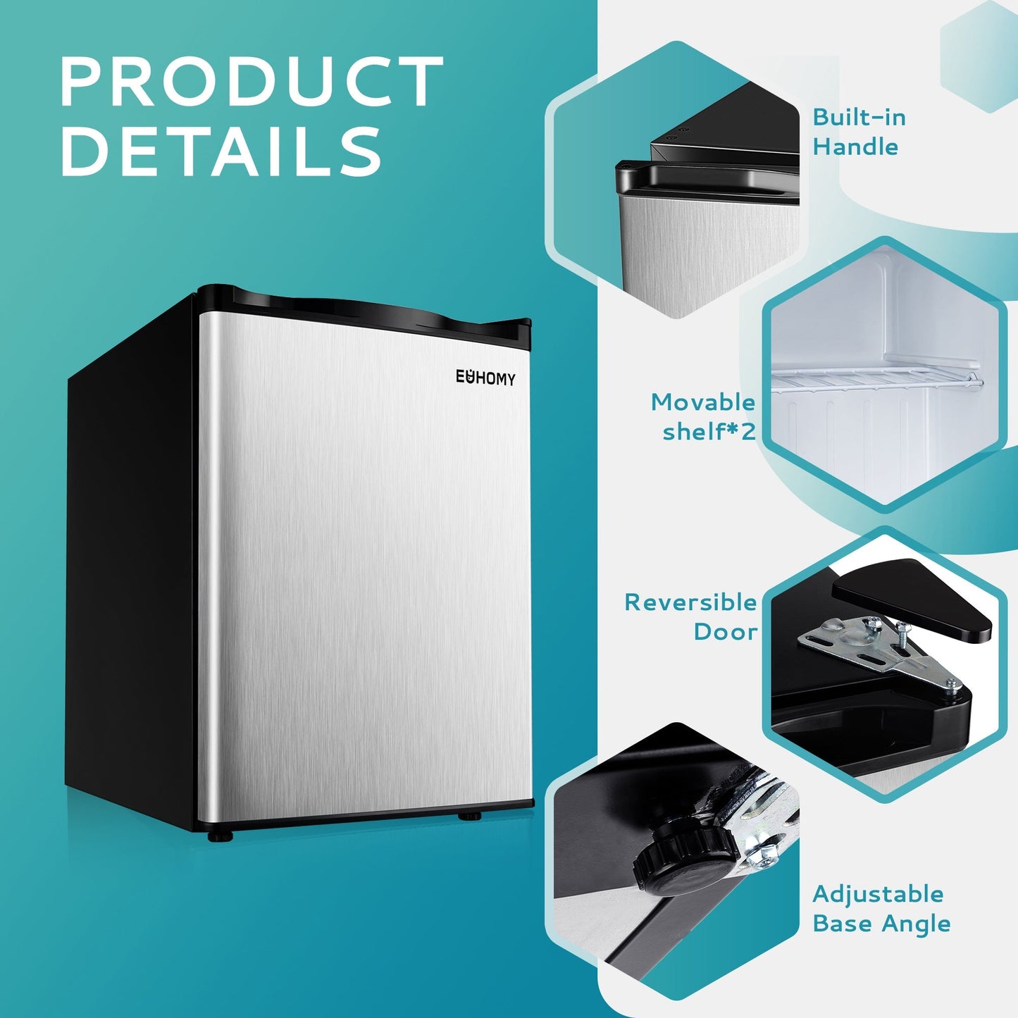 EUHOMY Compact Mini Freezer, Upright freezer Rapid Cooling