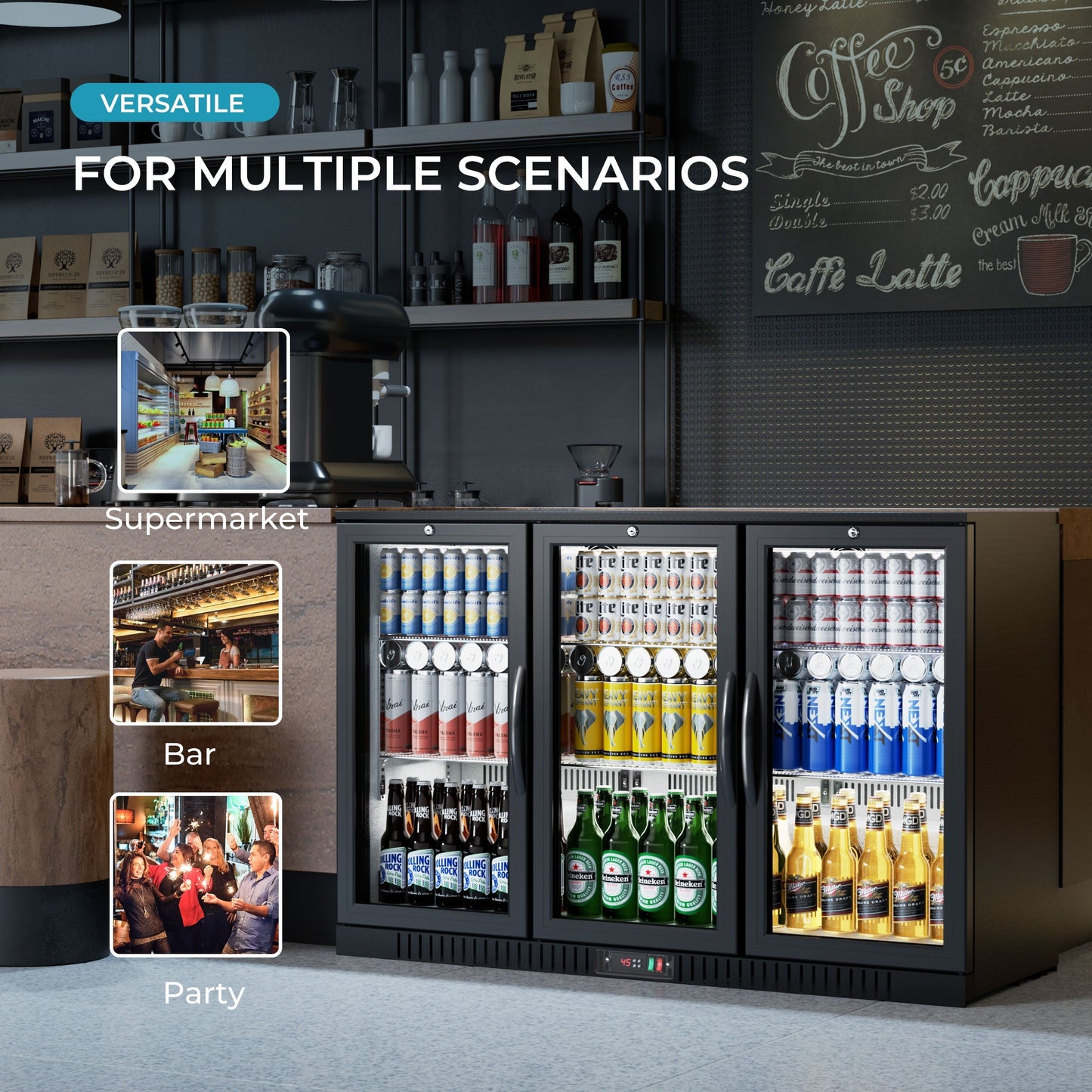 EUHOMY Back Bar Cooler With 2/3 Glass Swing Doors Wine Cooler