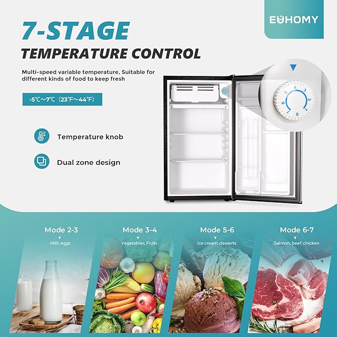 EUHOMY Mini Fridge with Freezer, Single Door Compact Refrigerator