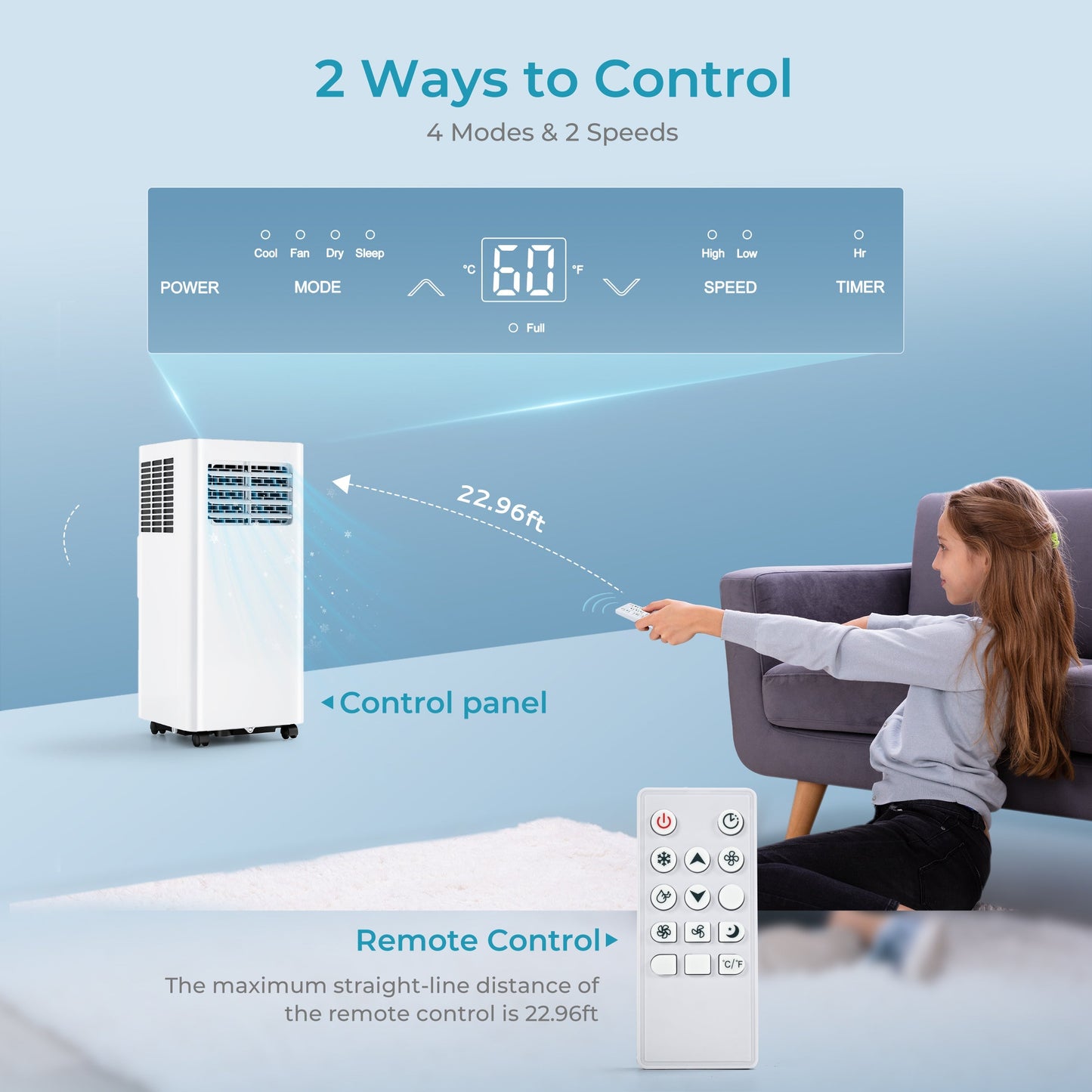EUHOMY Portable Air Conditioners 3 in 1 Portable Cooling AC with Dehumidifier, Fan, Sleep Modes