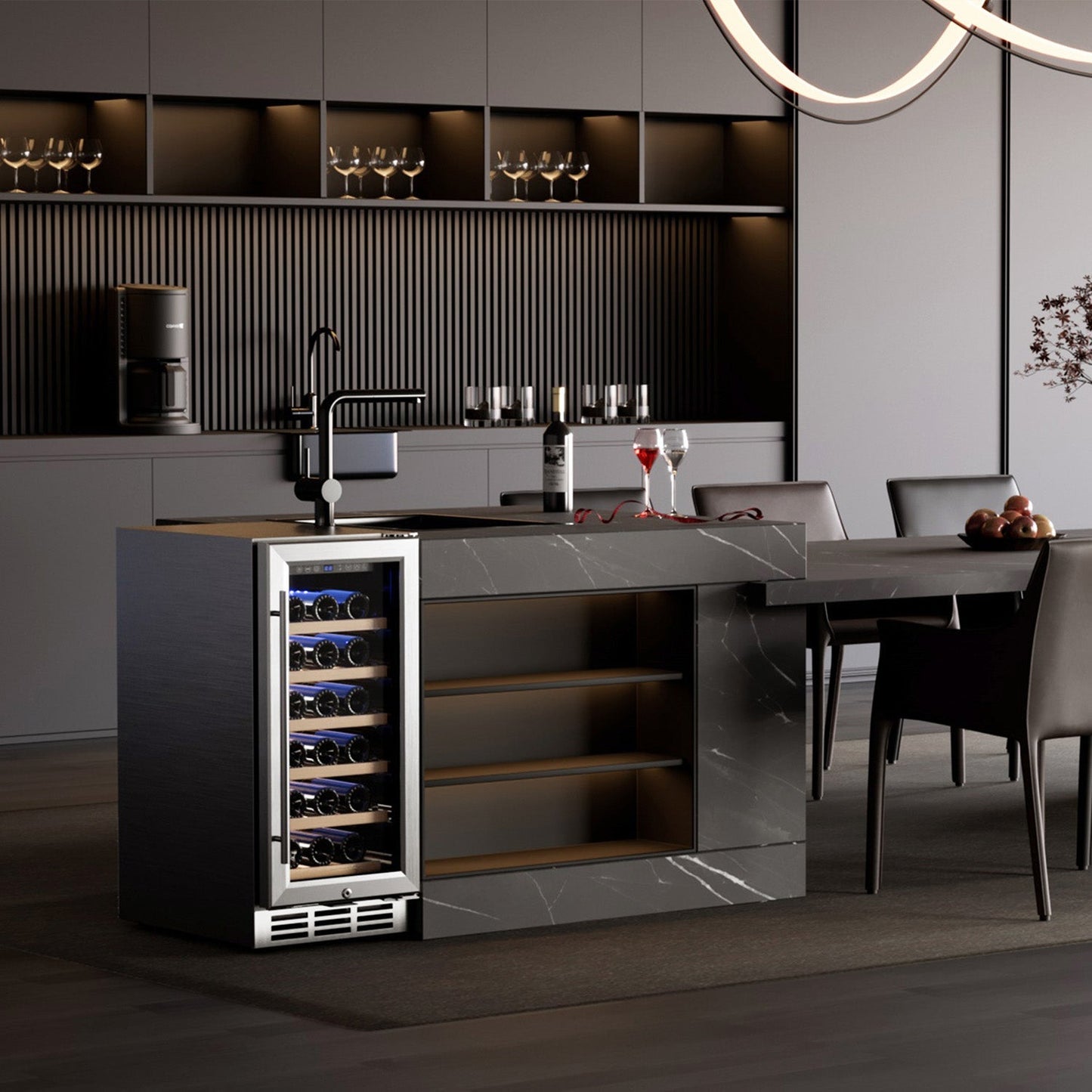 EUHOMY 15 Inch Wine Fridge Low Noise Beverage Refrigerator Wine Cooler