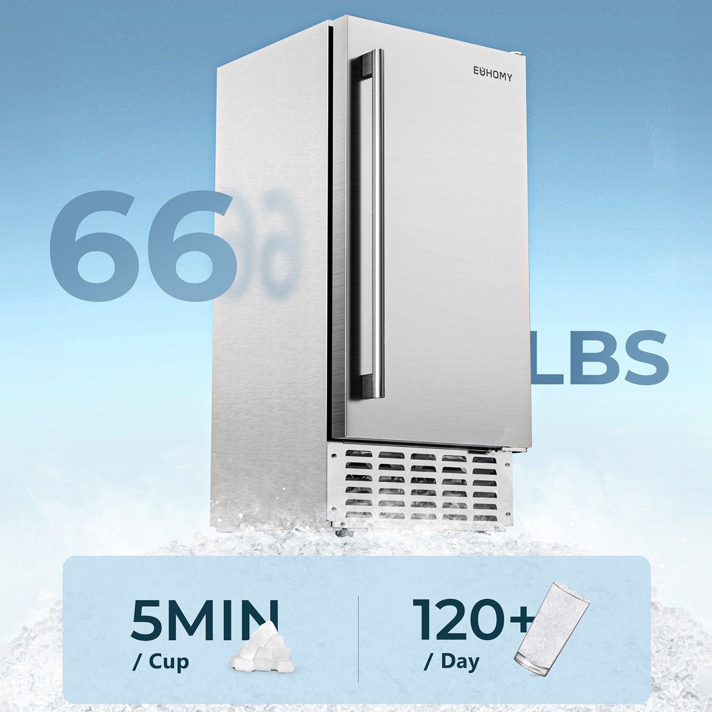 EUHOMY Commercial Built-in Nugget Ice Maker Machine