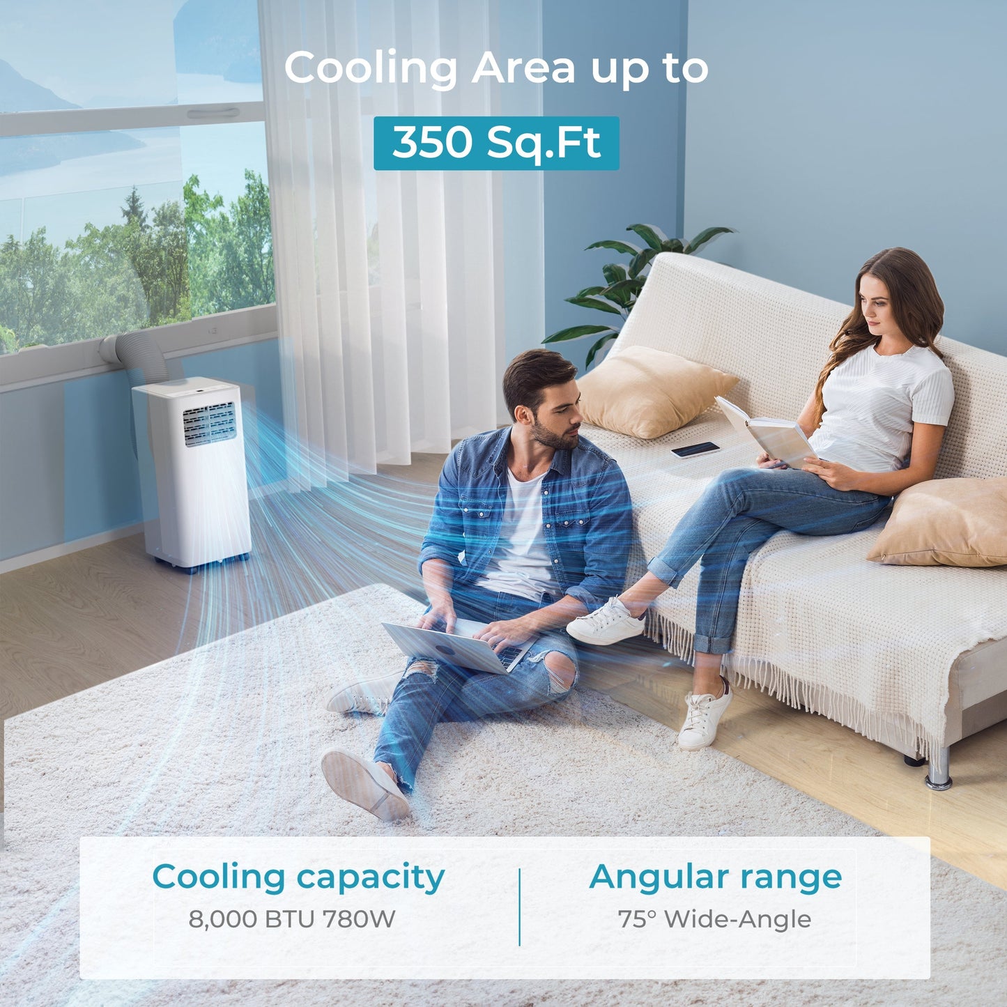 EUHOMY Portable Air Conditioners 3 in 1 Portable Cooling AC with Dehumidifier, Fan, Sleep Modes
