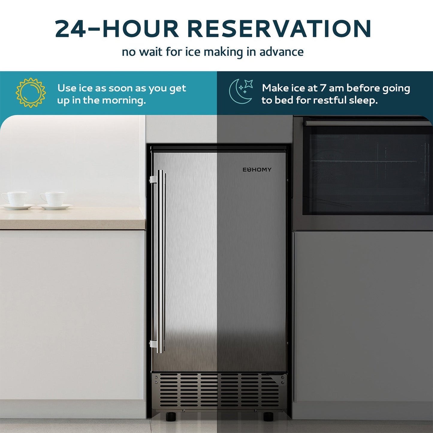 EUHOMY Built-in Commercial Ice Machine 80LBS Fast Ice Making