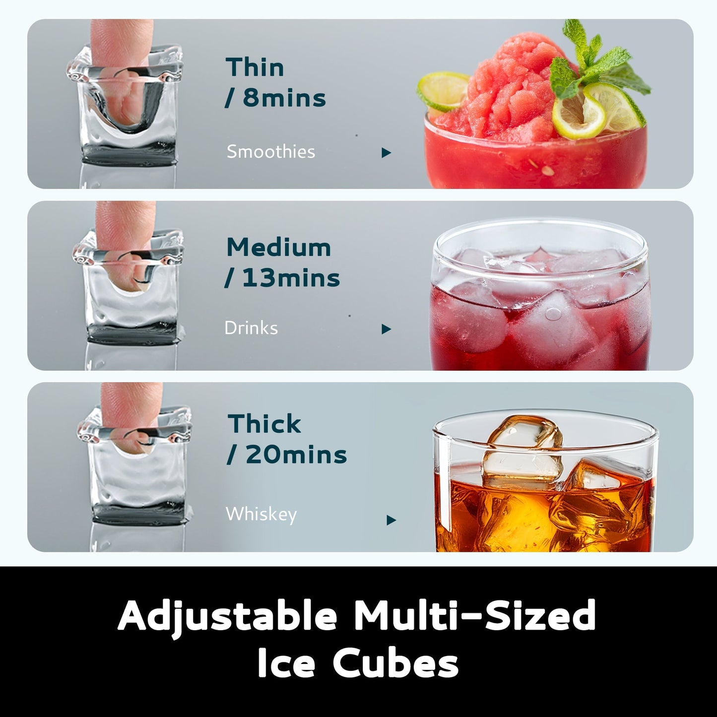 EUHOMY Tile SE Portable Cube Ice Maker Countertop - 1.5L Extra Large Water Tank, Adjustable Ice Thickness , Scheduled On/Off Timer, Auto-Cleaning