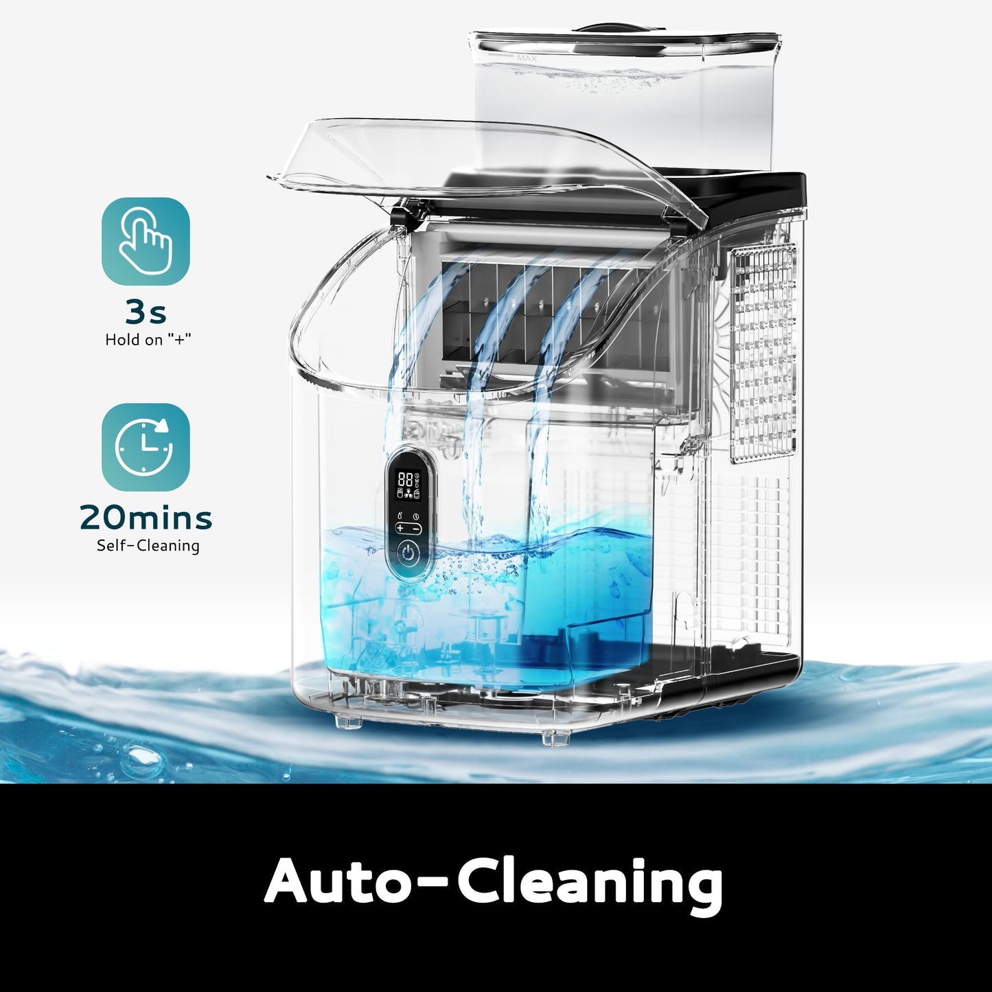 EUHOMY Tile SE Portable Cube Ice Maker Countertop - 1.5L Extra Large Water Tank, Adjustable Ice Thickness , Scheduled On/Off Timer, Auto-Cleaning