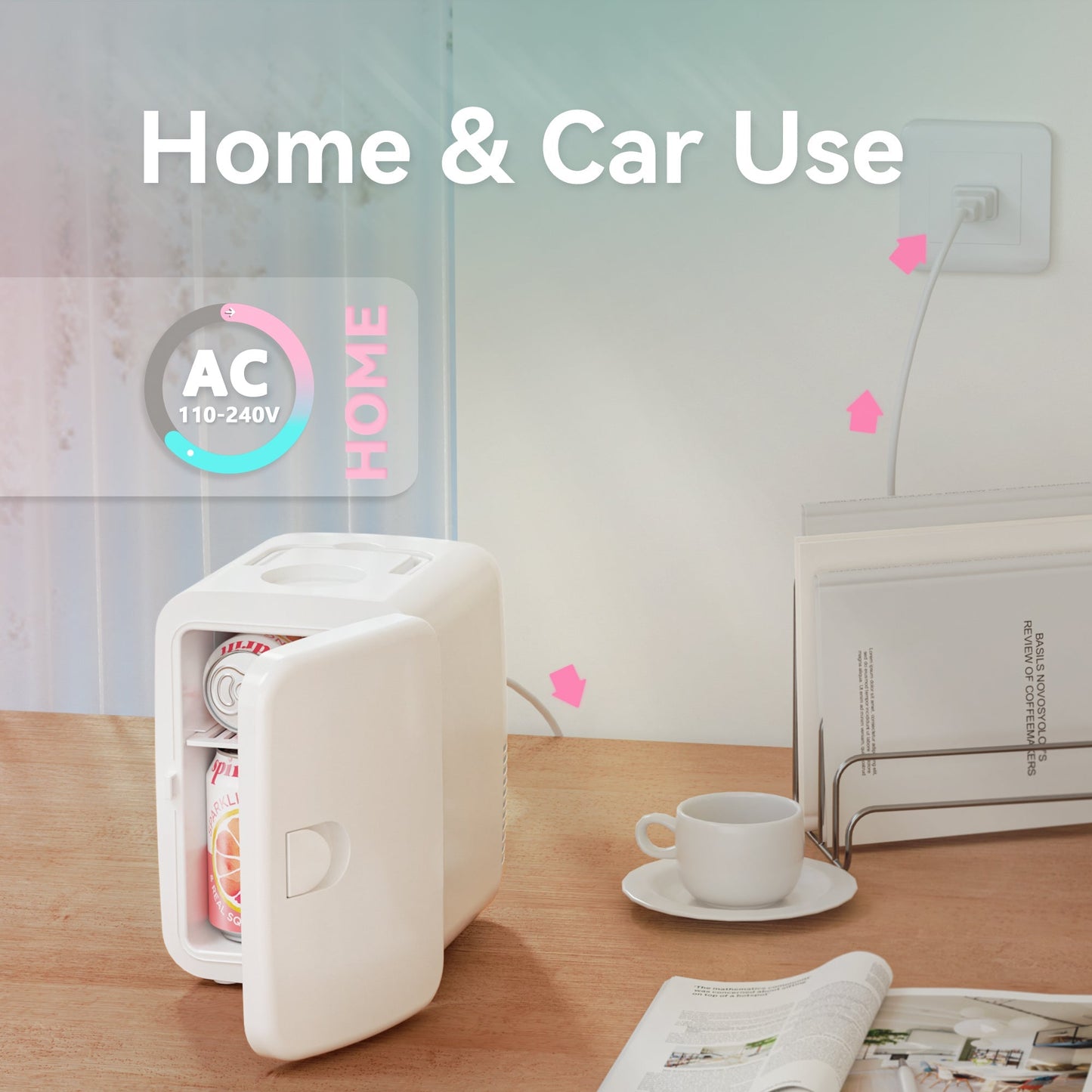 EUHOMY Mini Beauty Fridge, 4L, 110V – Skincare, Makeup & Drink Storage, Available in Black, White & Pink