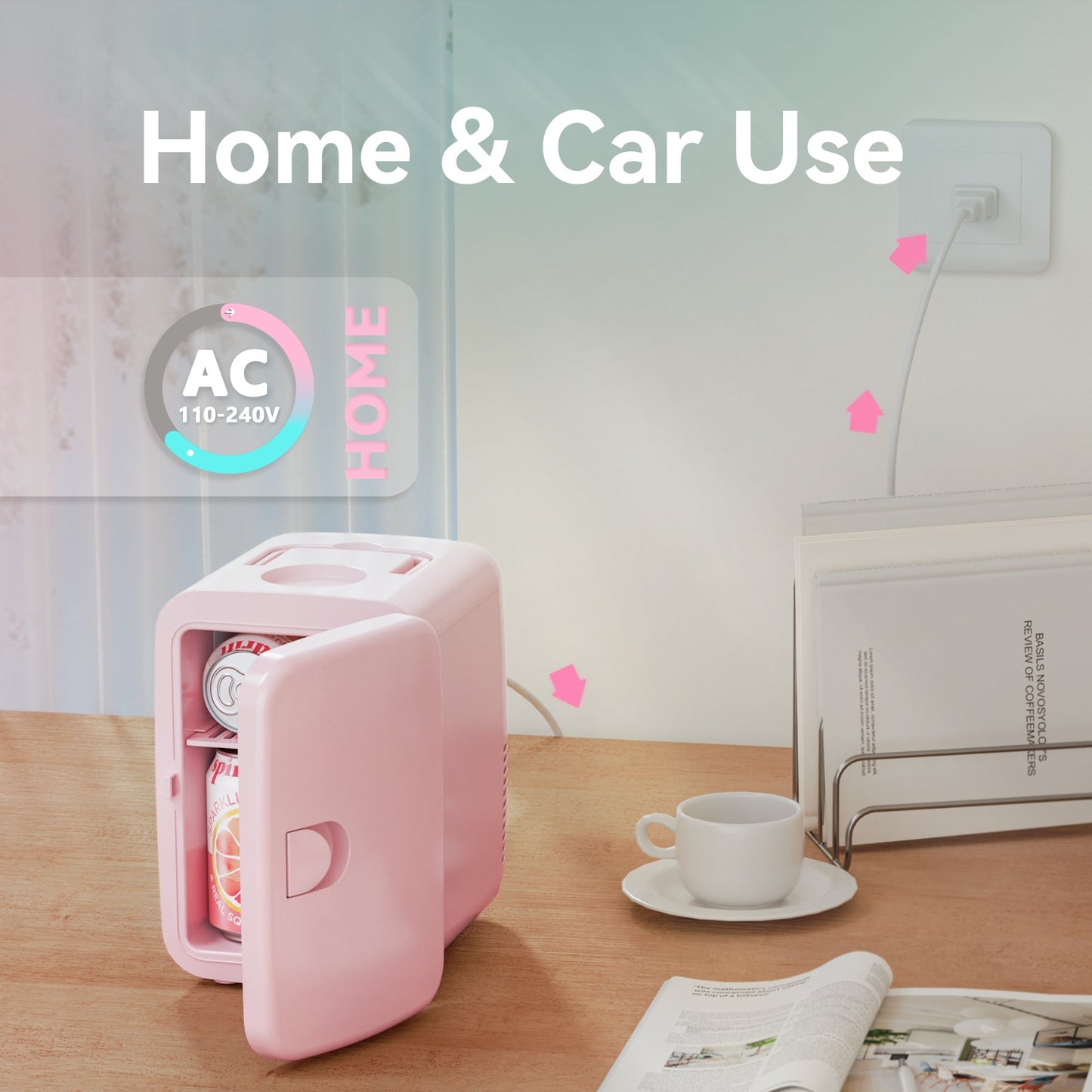 EUHOMY Mini Beauty Fridge, 4L, 110V – Skincare, Makeup & Drink Storage, Available in Black, White & Pink