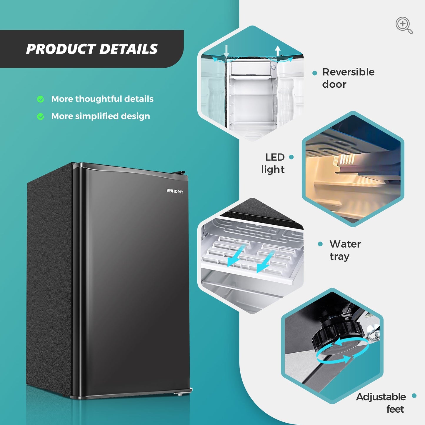 EUHOMY Mini Fridge with Freezer, Single Door Compact Refrigerator