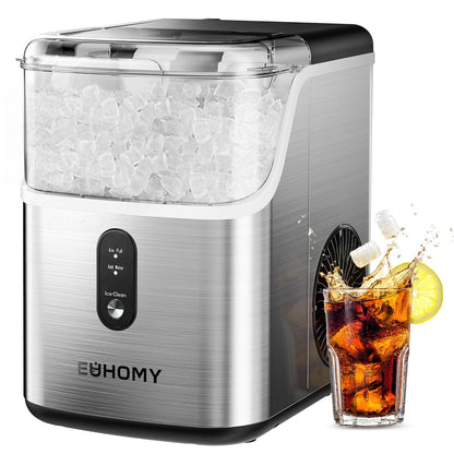 EUHOMY Pearl L1 Portable Nugget Ice Maker Countertop – 35 Lbs/24H, 6–8 Mins Fast Soft Ice, Simple & Clear LCD Panel