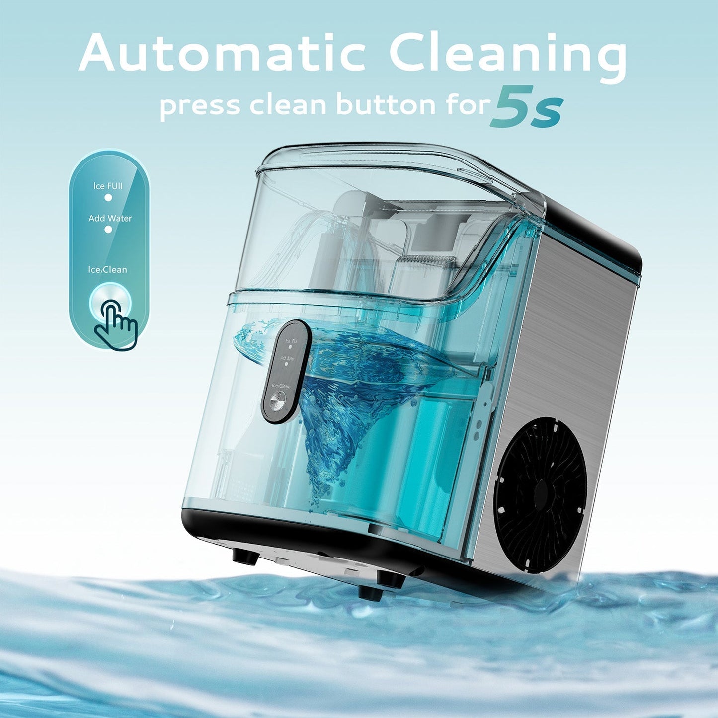 EUHOMY Pearl L1 Portable Nugget Ice Maker Countertop – 35 Lbs/24H, 6–8 Mins Fast Soft Ice, Simple & Clear LCD Panel
