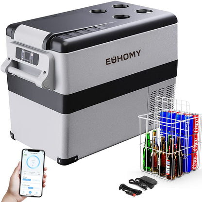Euhomy 12 Volt Portable Car Refrigerator, 48-59 Quart, Dual Storage, App Control, Frost Free, Gary