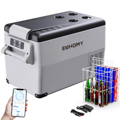 Euhomy 12 Volt Portable Car Refrigerator, 48-59 Quart, Dual Storage, App Control, Frost Free, Gary