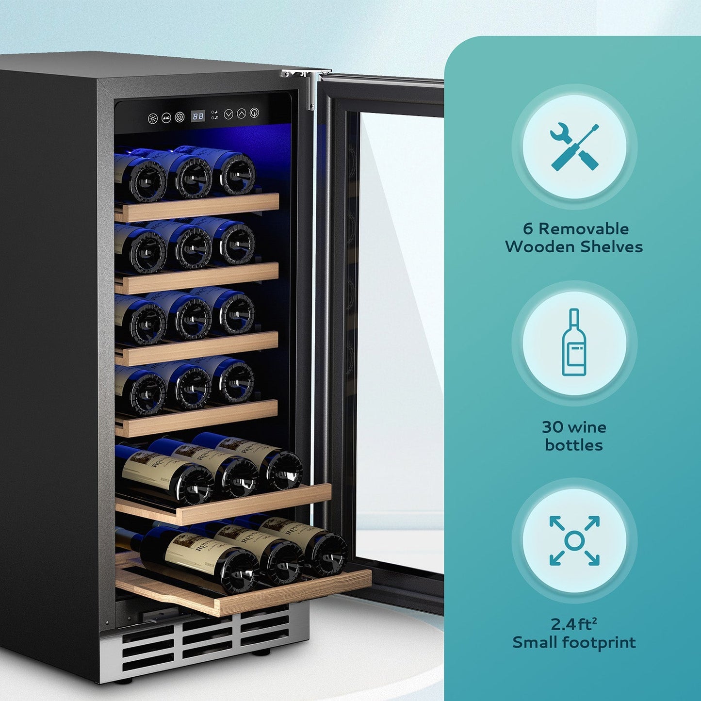 EUHOMY 15 Inch Wine Fridge Low Noise Beverage Refrigerator Wine Cooler