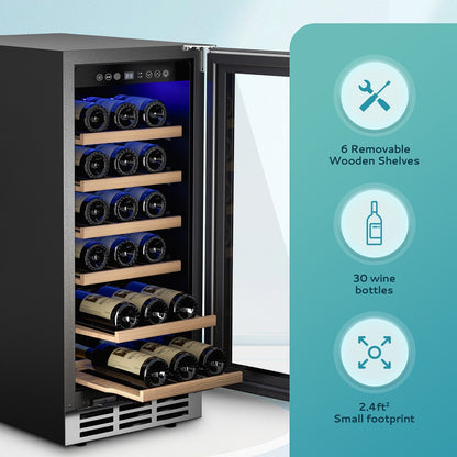 EUHOMY 15 Inch Wine Fridge Low Noise Beverage Refrigerator Wine Cooler