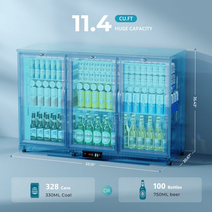 EUHOMY Back Bar Cooler With 2/3 Glass Swing Doors Wine Cooler