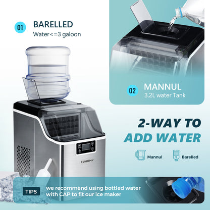 EUHOMY Tile Plus Portable Cube Ice Maker Countertop - 2.6L Ice Basket, Adjustable Ice Thickness , Scheduled On/Off Timer, Self-Cleaning