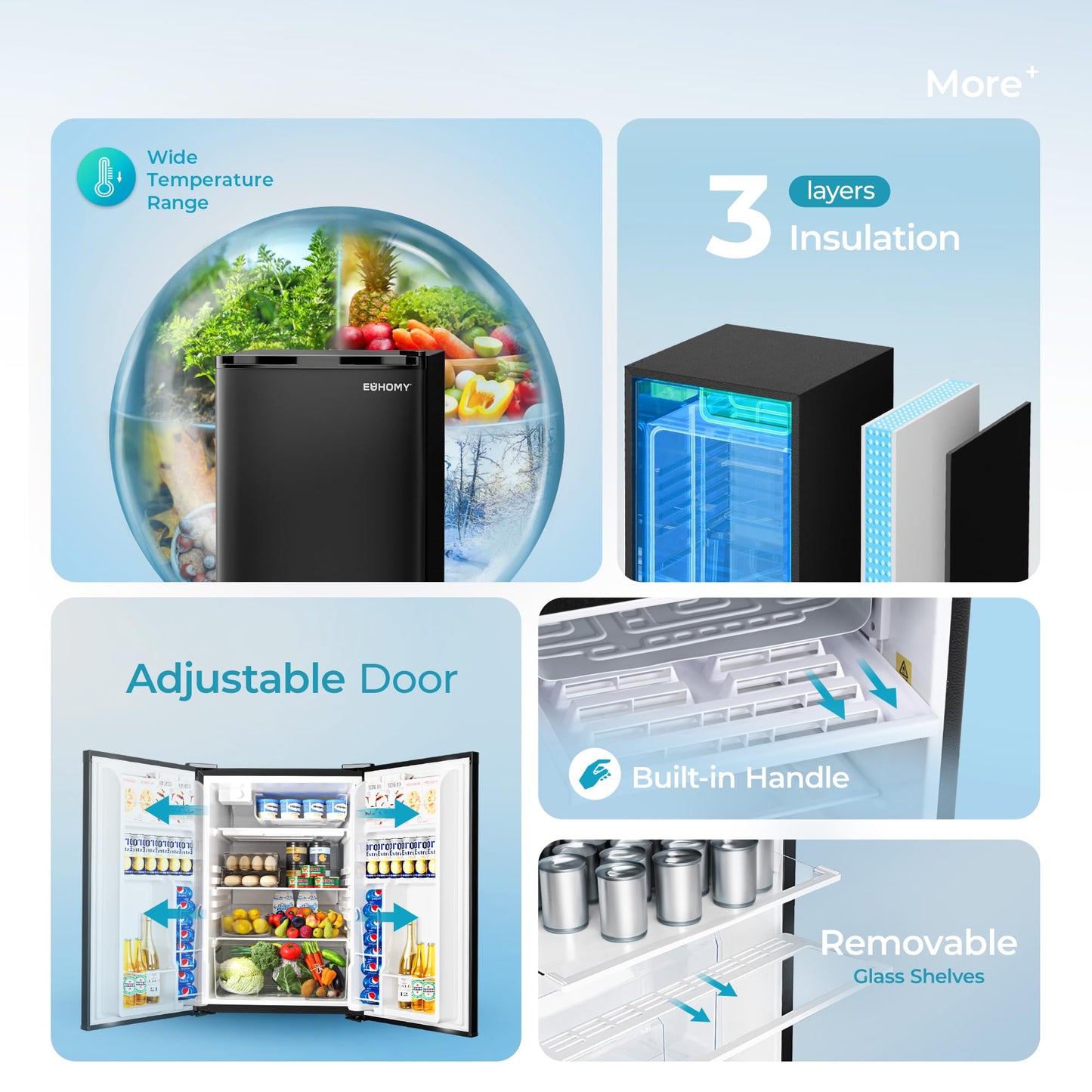 EUHOMY Mini Fridge with Freezer, Single Door Compact Refrigerator