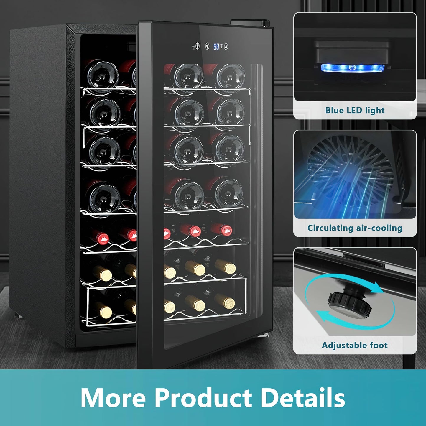 EUHOMY 45 Bottle Wine Cooler Refrigerator Small Built-in Wine Beverage Cooler