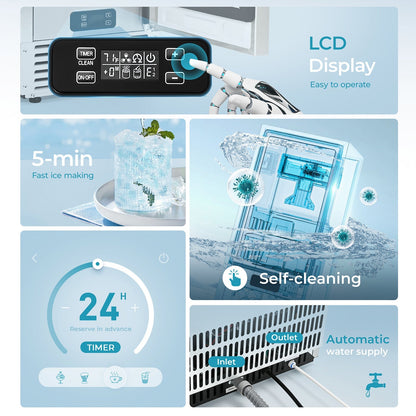 EUHOMY Commercial Built-in Nugget Ice Maker Machine