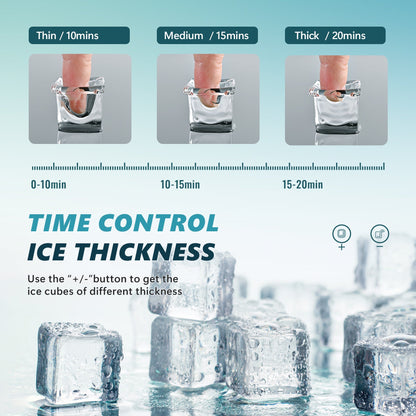 EUHOMY Tile Plus Portable Cube Ice Maker Countertop - 2.6L Ice Basket, Adjustable Ice Thickness , Scheduled On/Off Timer, Self-Cleaning