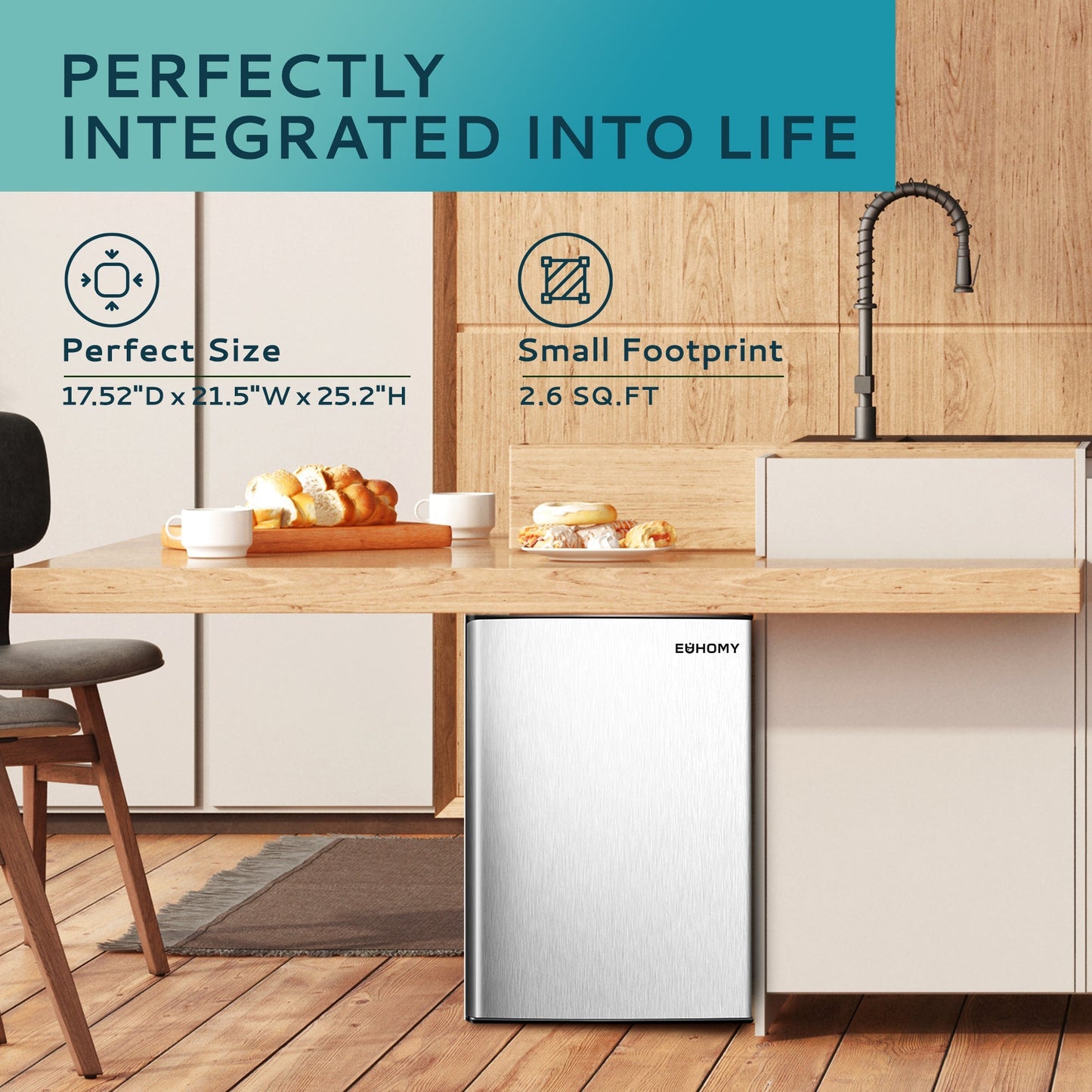 EUHOMY Compact Mini Freezer, Upright freezer Rapid Cooling