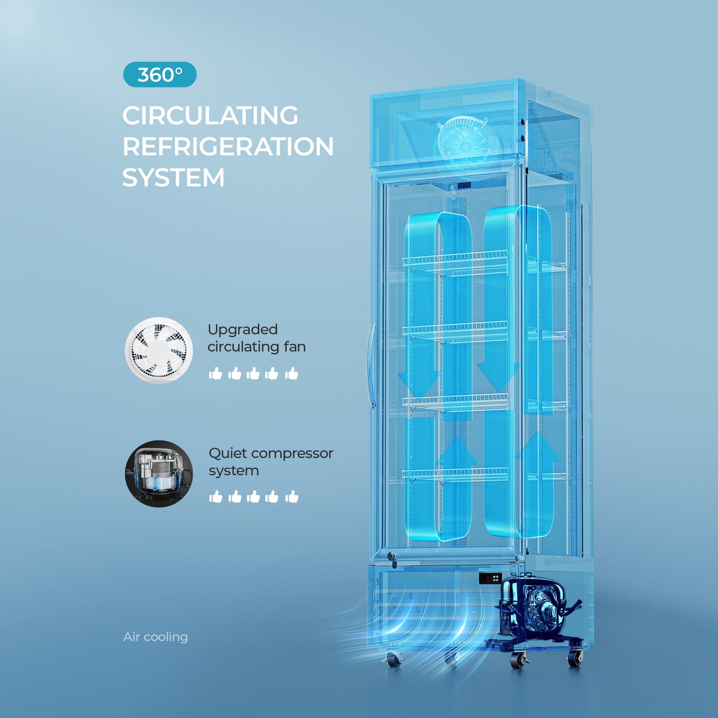 EUHOMY Commercial Display Refrigerator Glass Door Merchandiser Drink Fridge