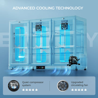 EUHOMY Back Bar Cooler With 2/3 Glass Swing Doors Wine Cooler