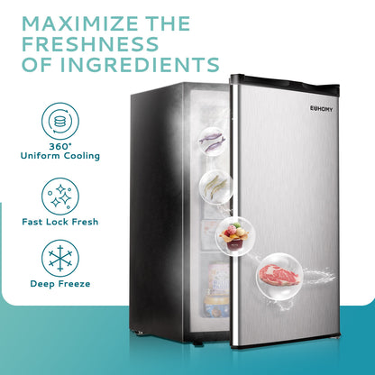 EUHOMY Compact Mini Freezer, Upright freezer Rapid Cooling