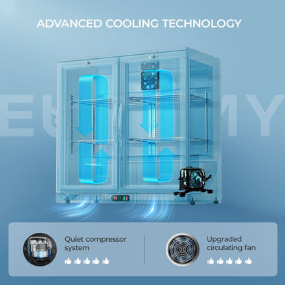 EUHOMY Back Bar Cooler With 2/3 Glass Swing Doors Wine Cooler