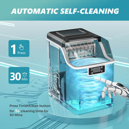 EUHOMY Tile Plus Portable Cube Ice Maker Countertop - 2.6L Ice Basket, Adjustable Ice Thickness , Scheduled On/Off Timer, Self-Cleaning