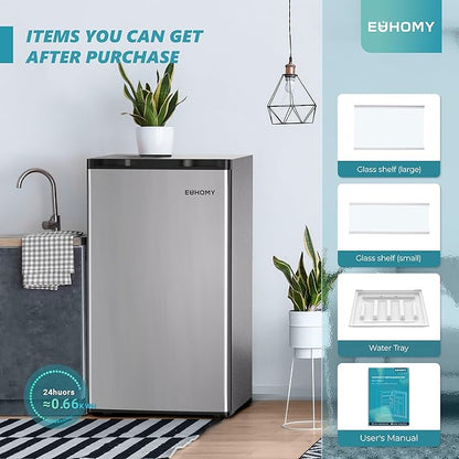 EUHOMY Mini Fridge with Freezer, Single Door Compact Refrigerator