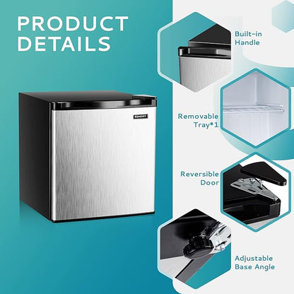 EUHOMY 1.7 Cu.Ft Mini Fridge with Compact Freezer Temperature Control