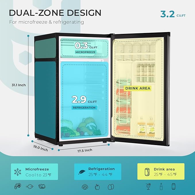 EUHOMY Mini Fridge with Freezer, Single Door Compact Refrigerator