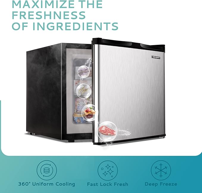 EUHOMY 1.7 Cu.Ft Mini Fridge with Compact Freezer Temperature Control