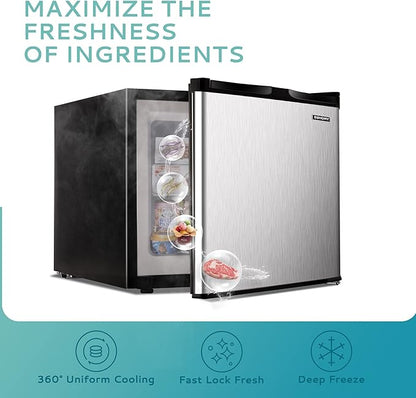 EUHOMY 1.7 Cu.Ft Mini Fridge with Compact Freezer Temperature Control