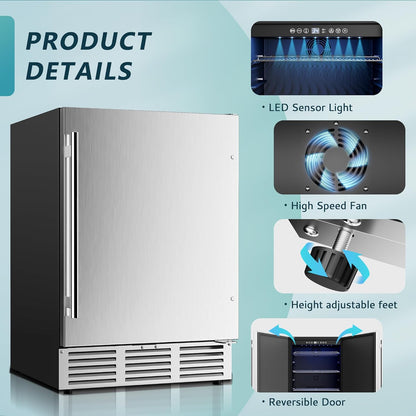 EUHOMY Beverage Refrigerator Under Counter Beer Fridge Large Capacity Wine Cooler
